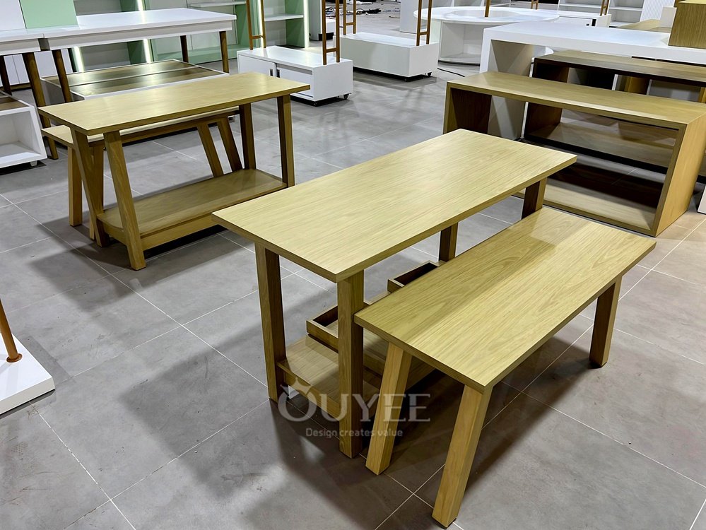 Natural Wood Nesting Retail Display Table Set 01