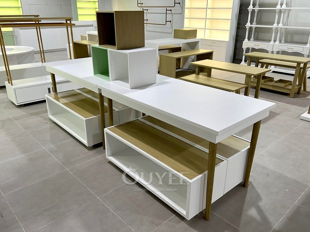 Natural Wood Nesting Retail Display Table Set 04