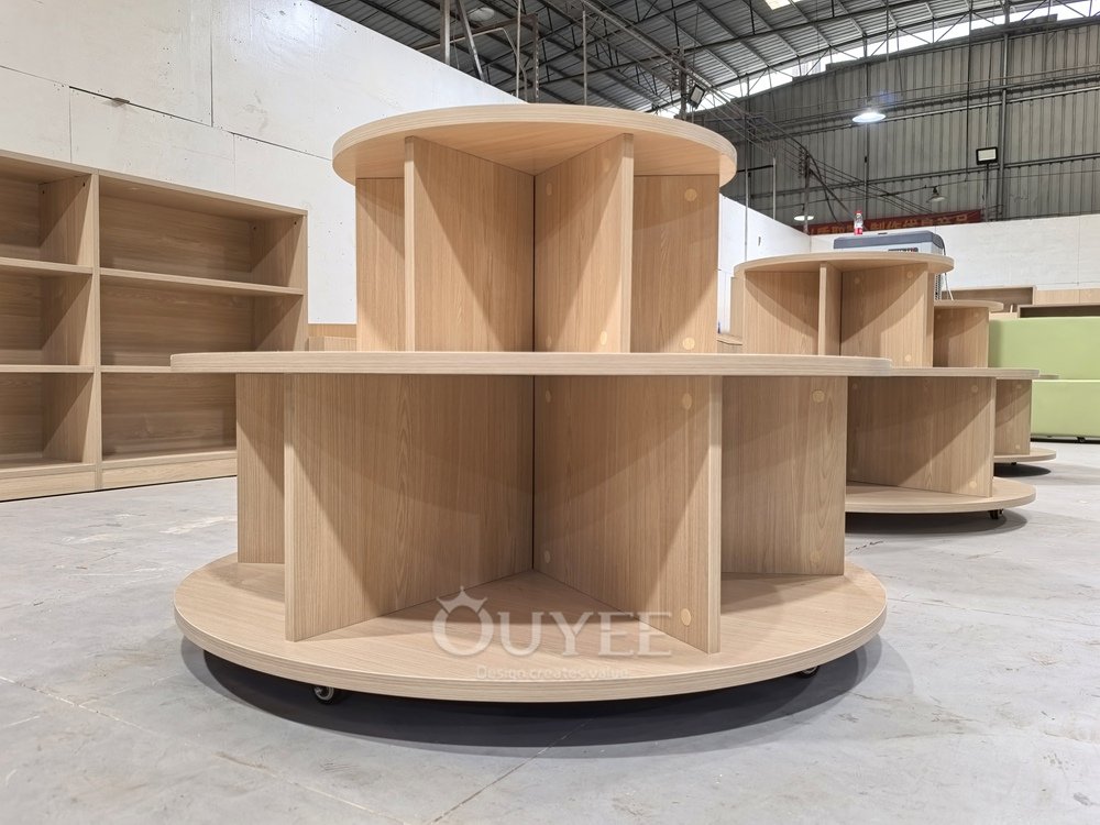 Natural Wood Round Tiered Display Stand Set 02