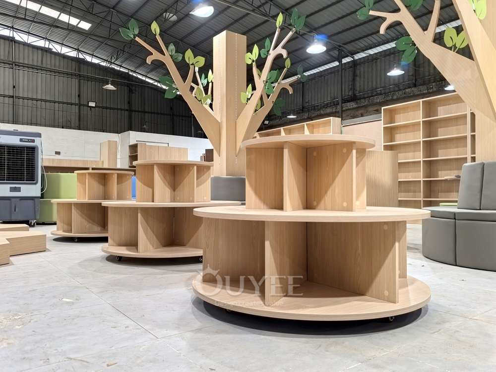 Natural Wood Round Tiered Display Stand Set 03