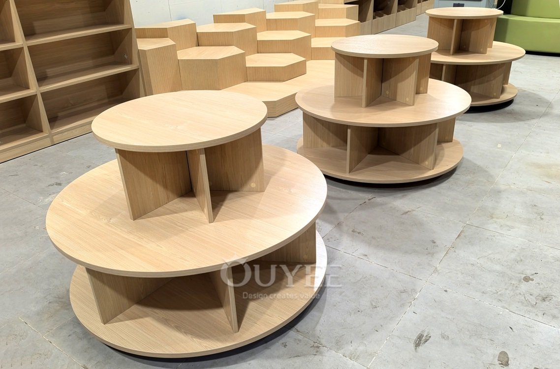 Natural Wood Round Tiered Display Stand Set 04