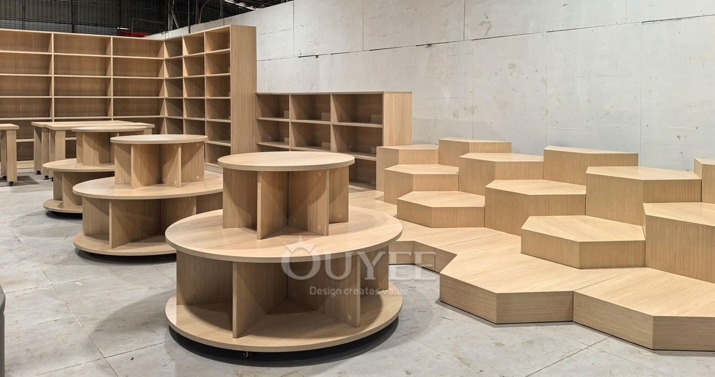 Natural Wood Round Tiered Display Stand Set 05