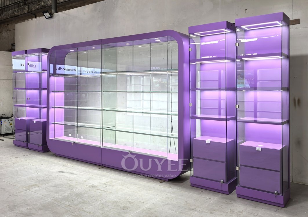 Purple Framed Wall Display Cabinet Showcase 02