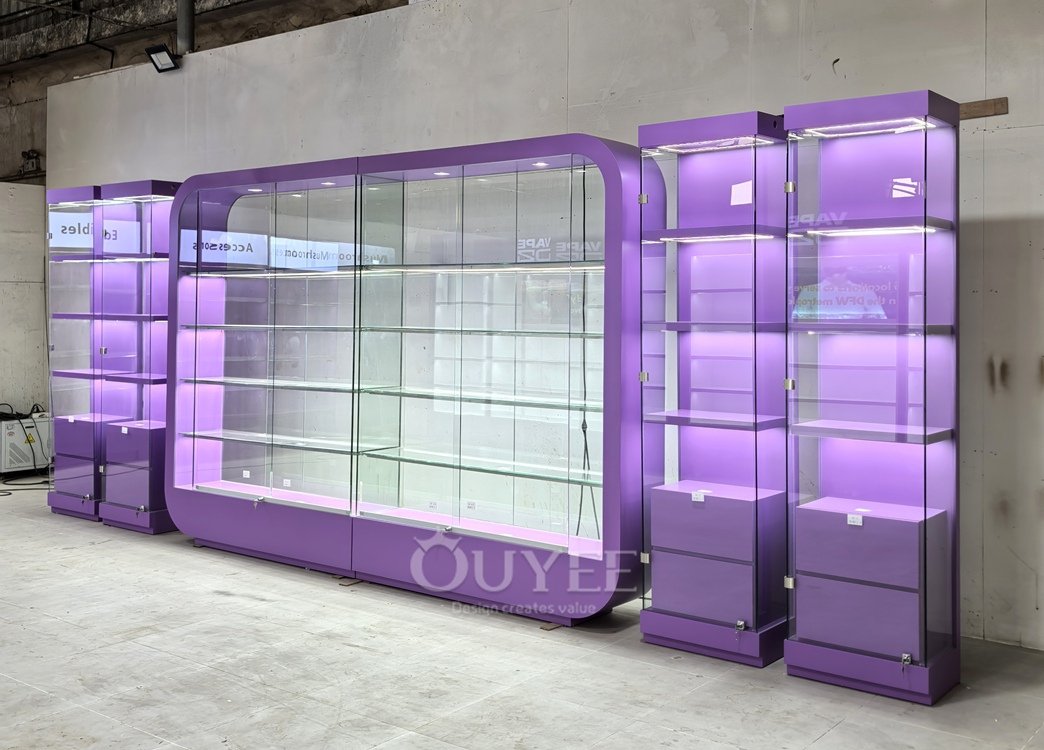 Purple Framed Wall Display Cabinet Showcase 03