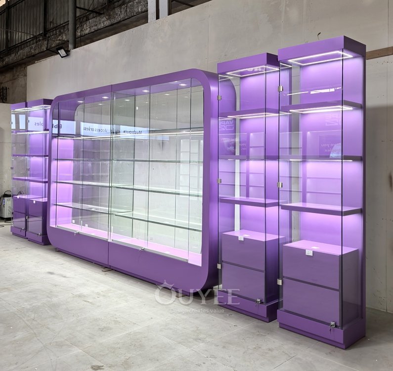 Purple Framed Wall Display Cabinet Showcase 04