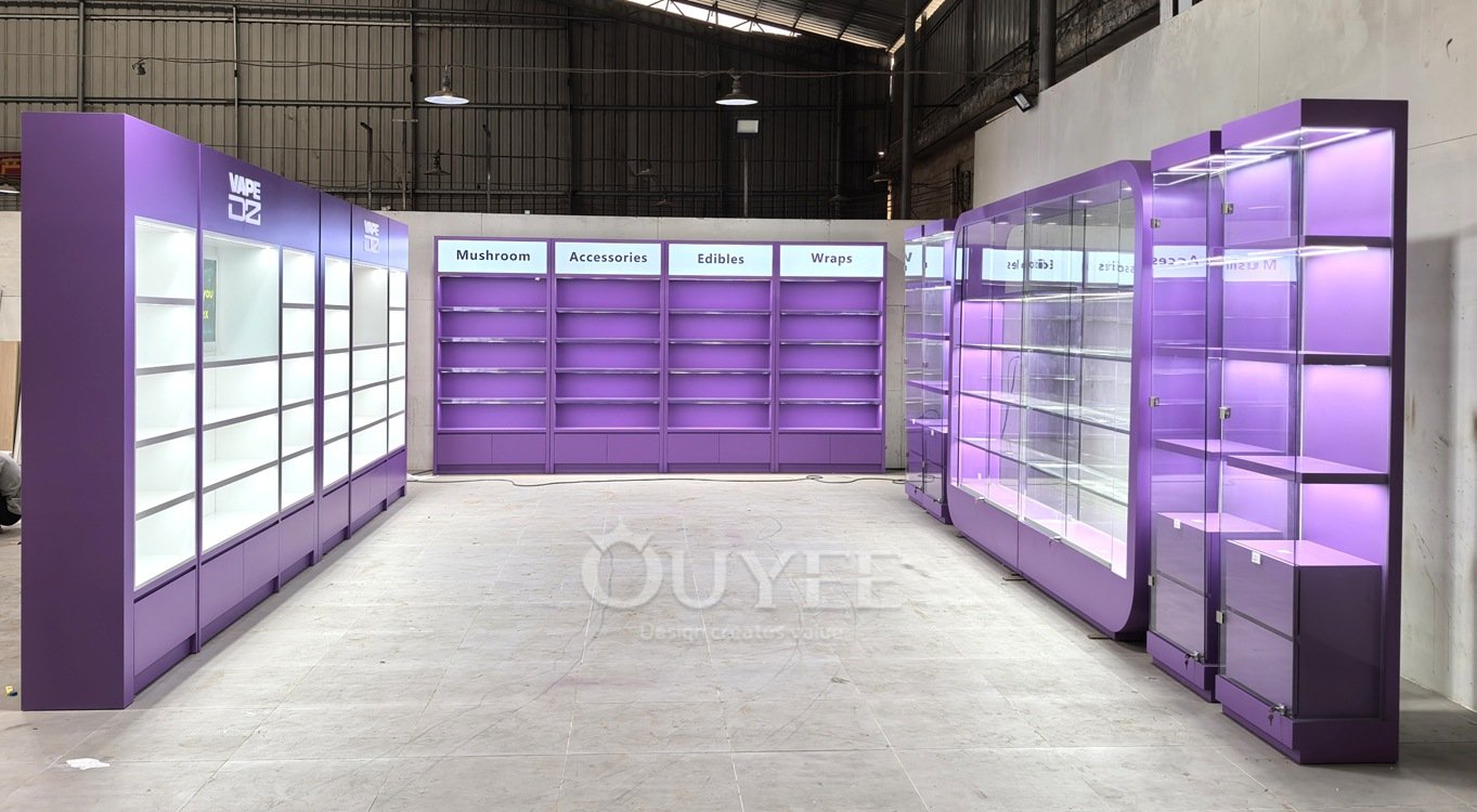 Purple Framed Wall Display Cabinet Showcase 05