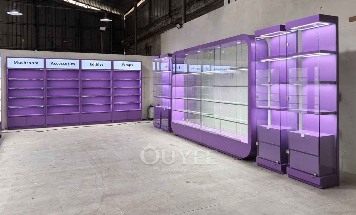 Purple Framed Wall Display Cabinet Showcase 06
