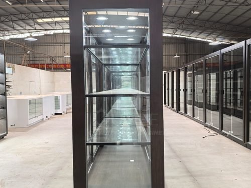 Tall Slim Glass Tower Display Cabinet with LED Lighting 01