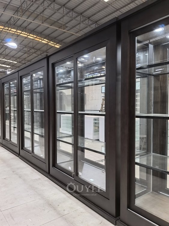 Tall Slim Glass Tower Display Cabinet with LED Lighting 03