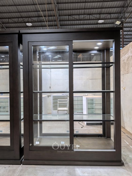 Tall Slim Glass Tower Display Cabinet with LED Lighting 04