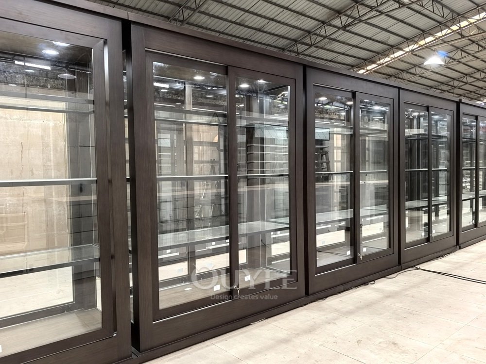 Tall Slim Glass Tower Display Cabinet with LED Lighting 05