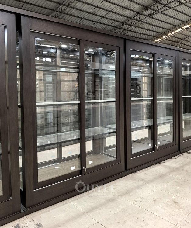 Tall Slim Glass Tower Display Cabinet with LED Lighting 06