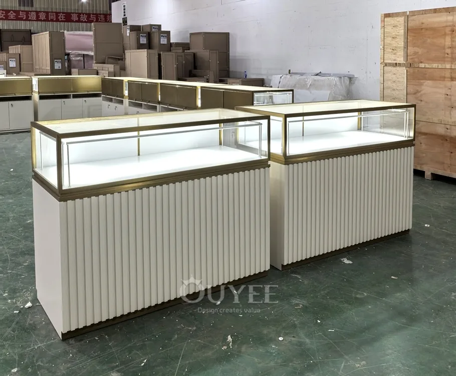 Vape Store Glass Showcase Counter with Backwall Display Shelves 01