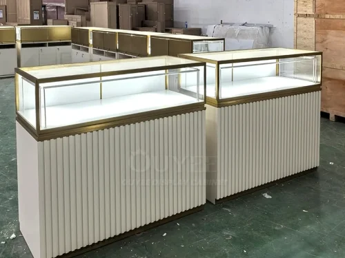 Vape Store Glass Showcase Counter with Backwall Display Shelves 01