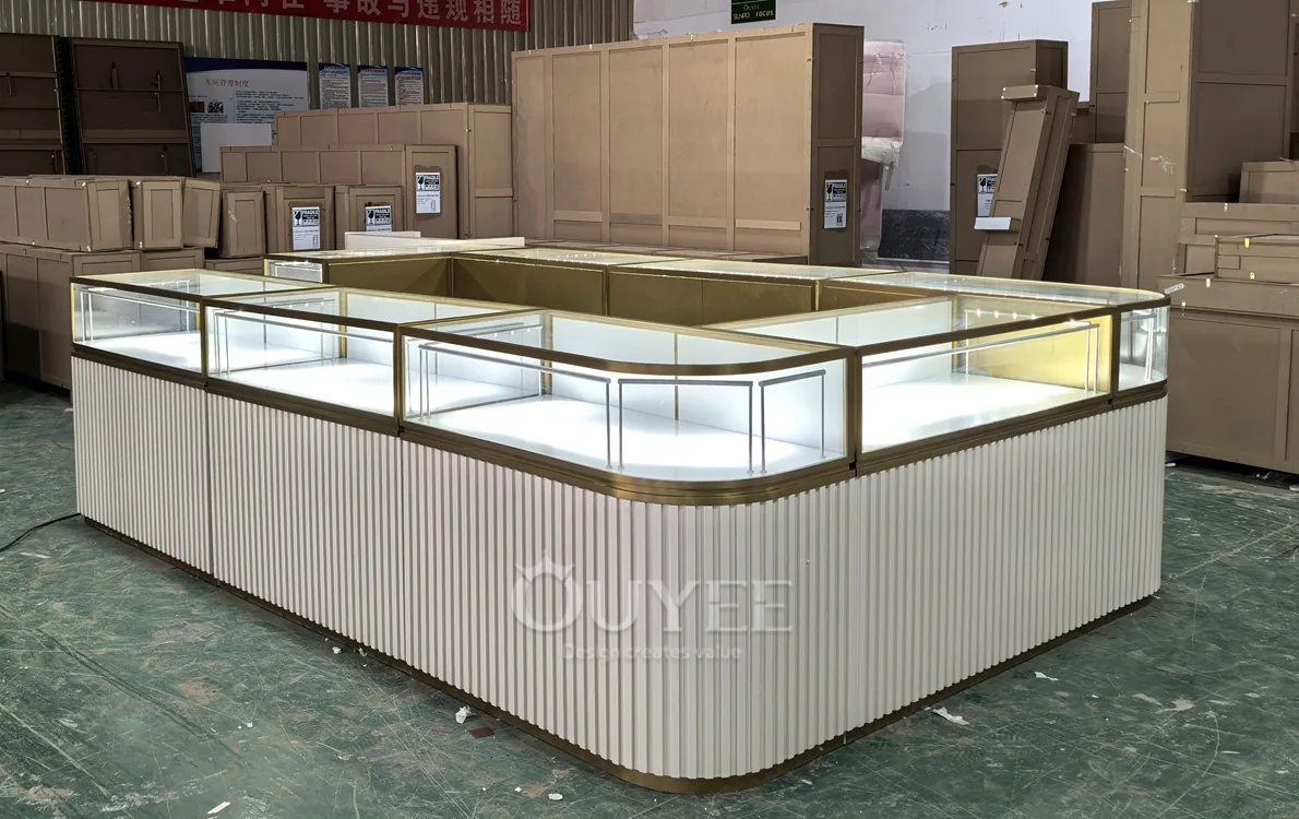 Vape Store Glass Showcase Counter with Backwall Display Shelves 02