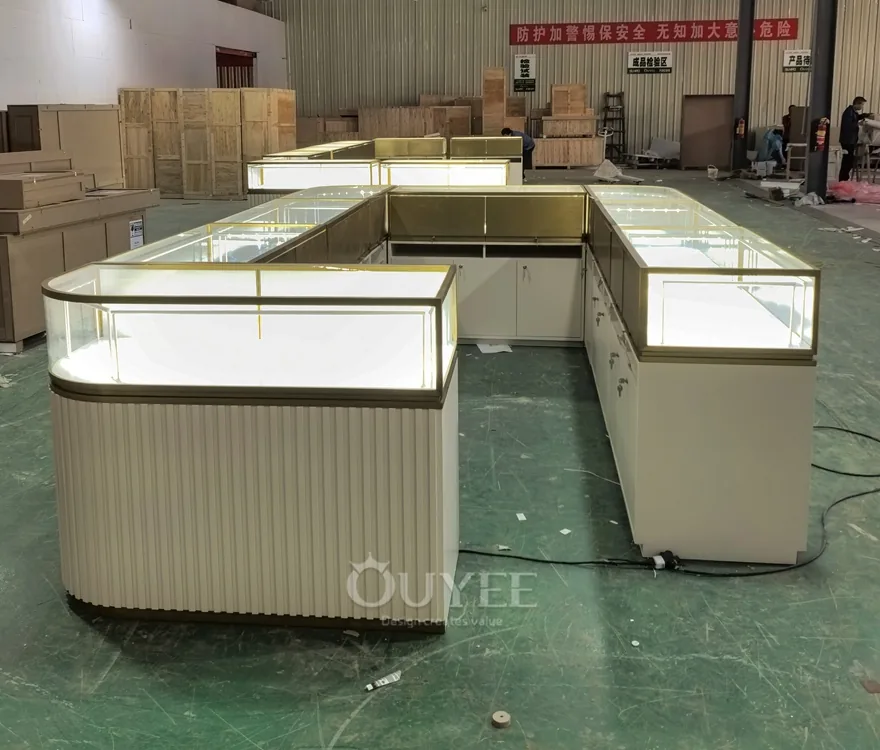 Vape Store Glass Showcase Counter with Backwall Display Shelves 04