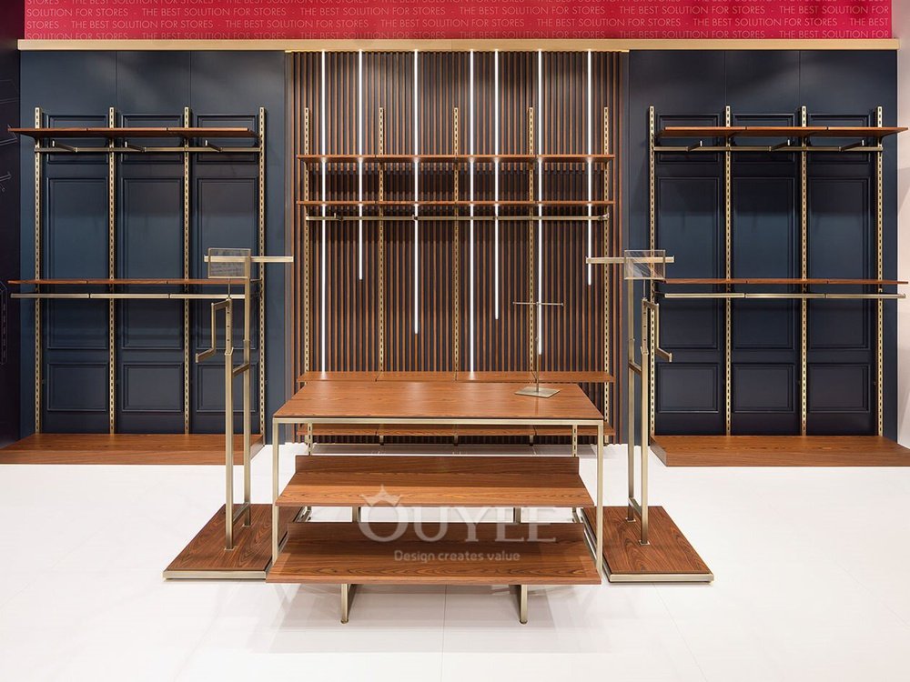 Walnut Apparel Wall Display Rack System 02