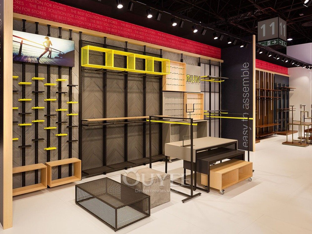 Walnut Apparel Wall Display Rack System 03