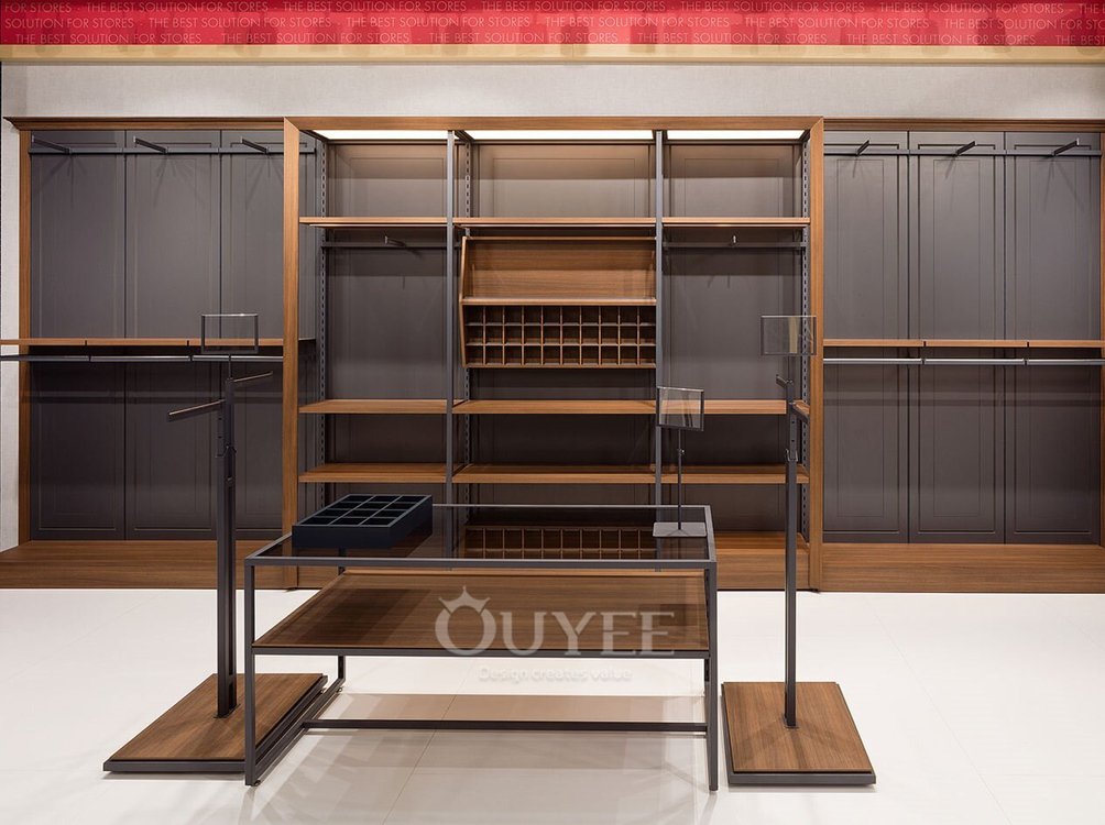 Walnut Apparel Wall Display Rack System 04