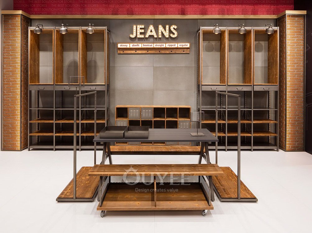 Walnut Apparel Wall Display Rack System 06