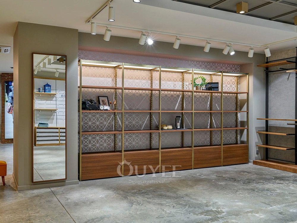 Walnut Apparel Wall Display Rack System 07