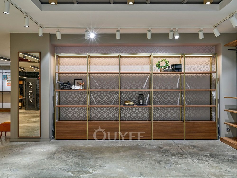 Walnut Apparel Wall Display Rack System 08