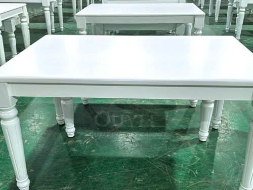 White Classic Retail Display Table with Turned Legs 01