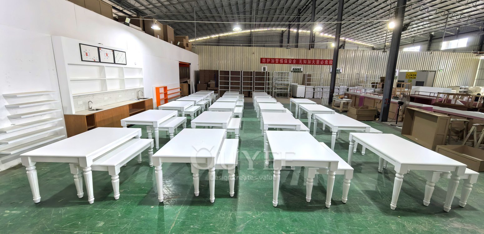 White Classic Retail Display Table with Turned Legs 06