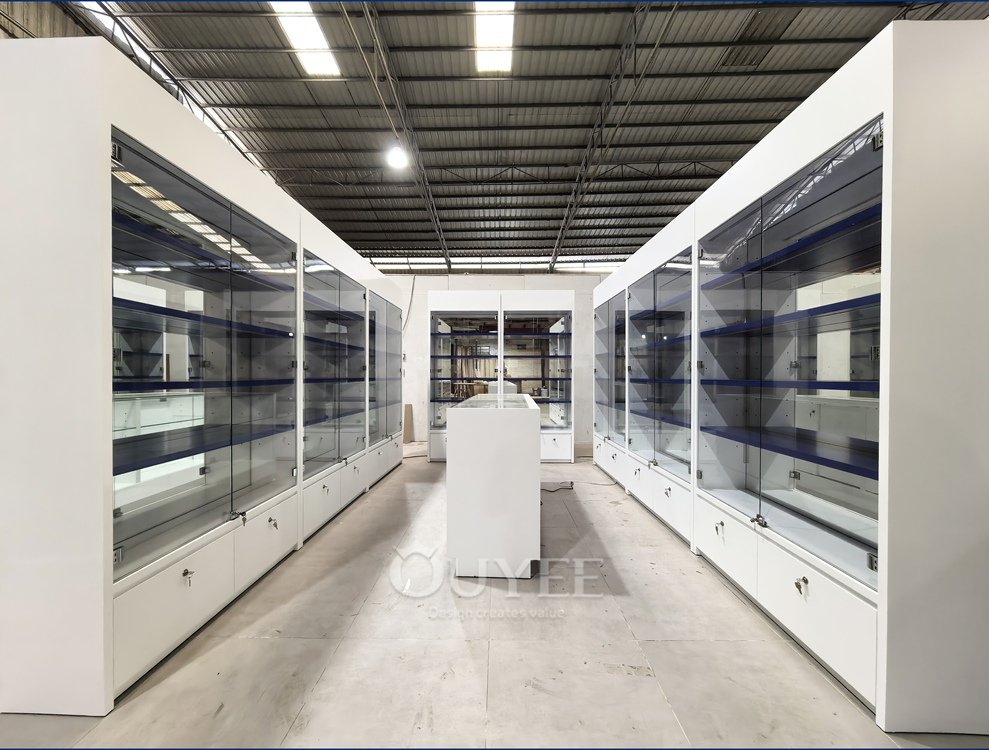 White Double-Sided Display Cabinet Store Layout 05