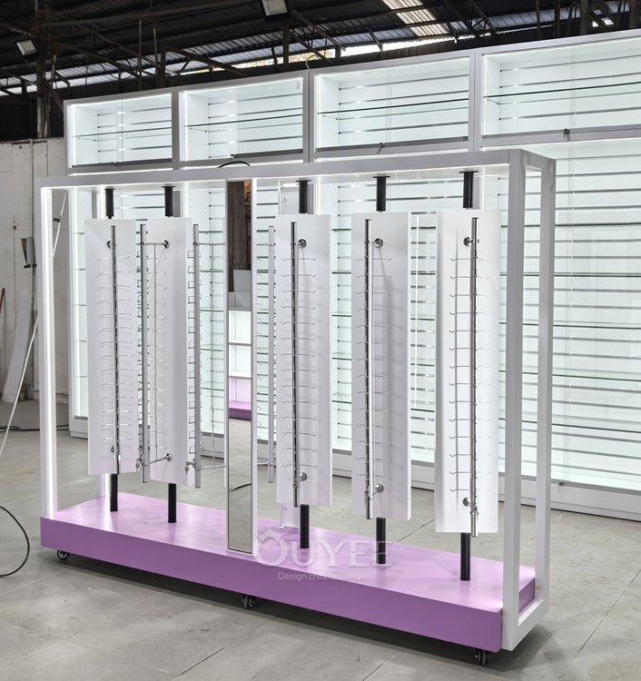 White Freestanding Slatwall Display Stand Tower 01