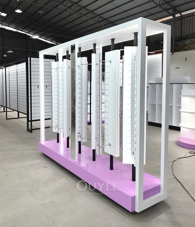 White Freestanding Slatwall Display Stand Tower 02