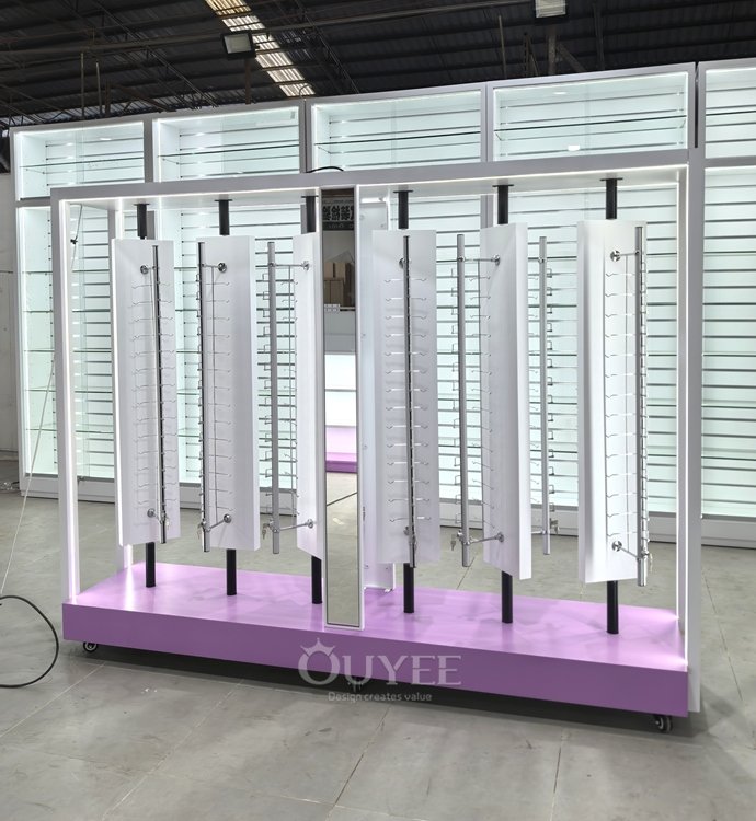 White Freestanding Slatwall Display Stand Tower 05