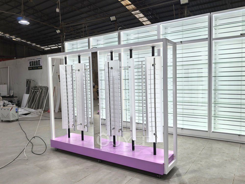 White Freestanding Slatwall Display Stand Tower 06