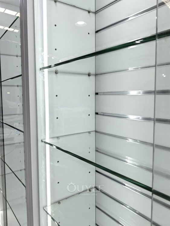 White Illuminated Glass Wall Display Cabinet 06