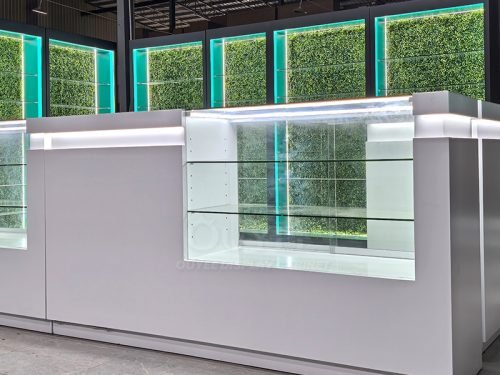 White Island Display Cabinet Counter with Lighted Glass Showcases 01