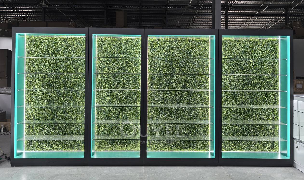 White Island Display Cabinet Counter with Lighted Glass Showcases 04