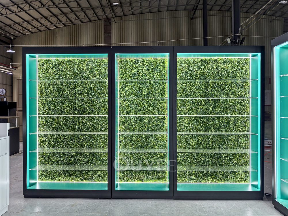 White Island Display Cabinet Counter with Lighted Glass Showcases 05