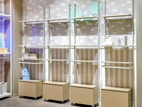 White Kids Store Wall Display Rack 01