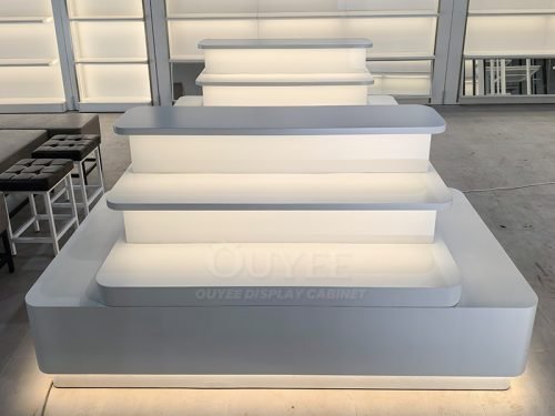 White LED Tiered Feature Display Stand 01