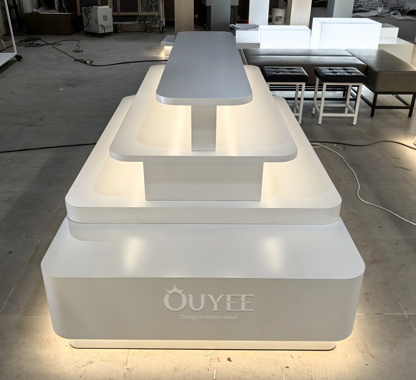 White LED Tiered Feature Display Stand 02