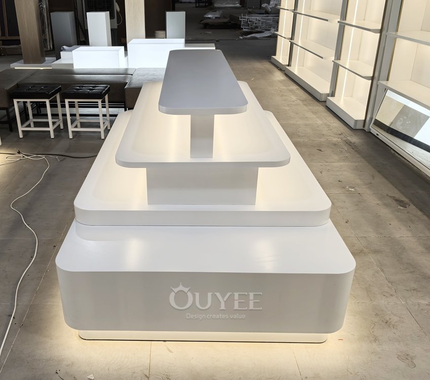 White LED Tiered Feature Display Stand 03