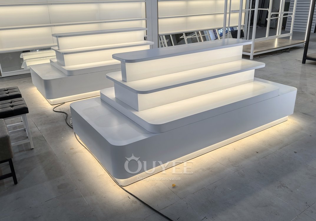 White LED Tiered Feature Display Stand 06