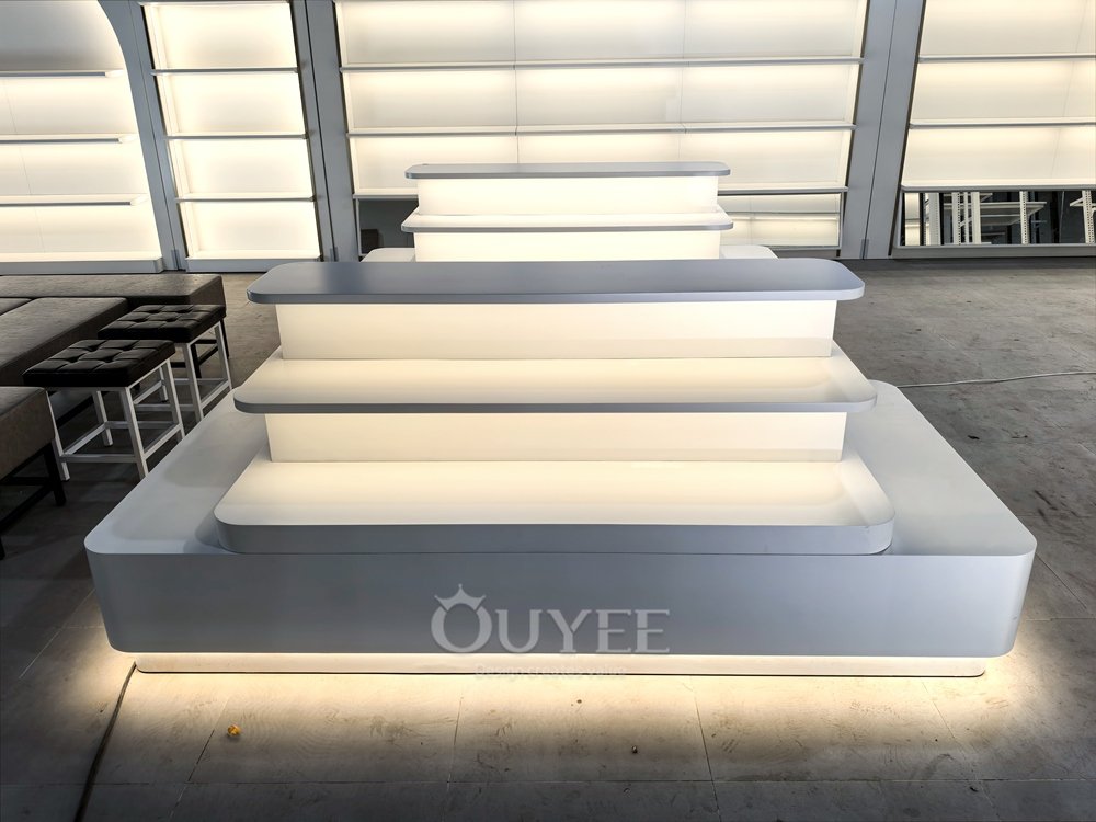 White LED Tiered Feature Display Stand 07