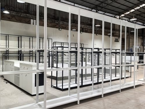 White Open Frame Retail Aisle Display Rack 01