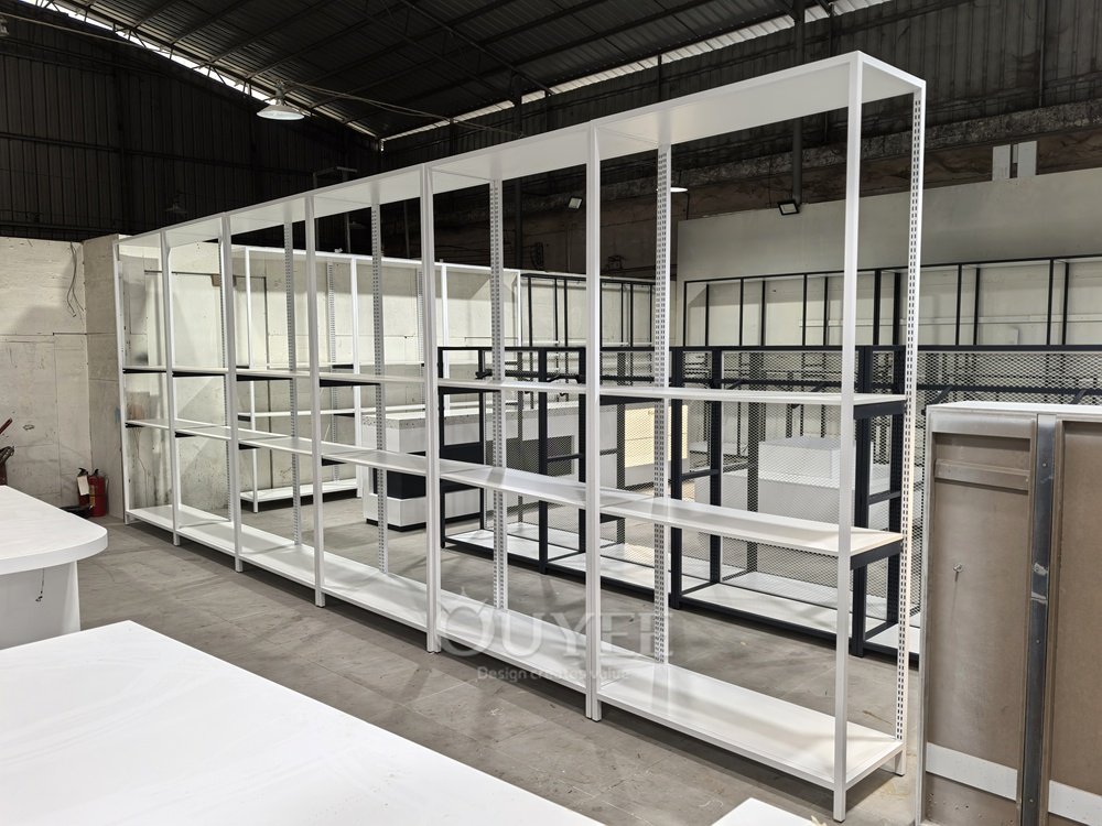 White Open Frame Retail Aisle Display Rack 02