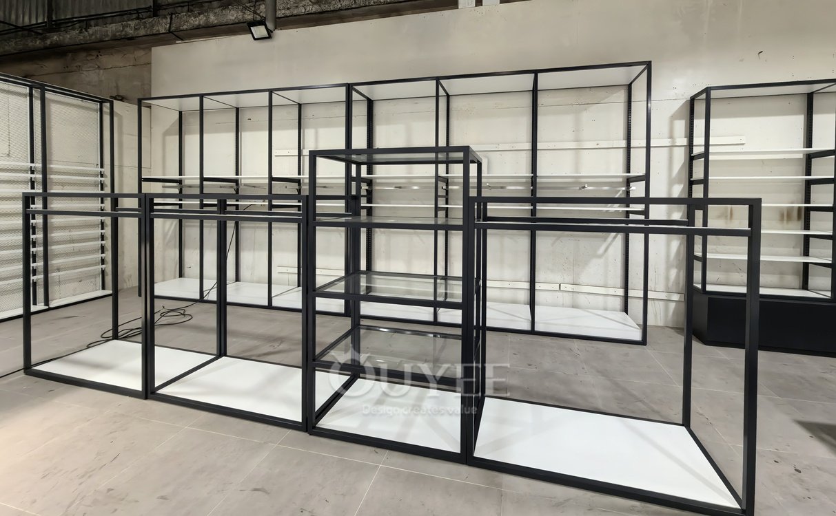 White Open Frame Retail Aisle Display Rack 03