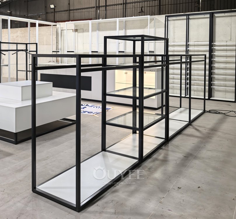 White Open Frame Retail Aisle Display Rack 04