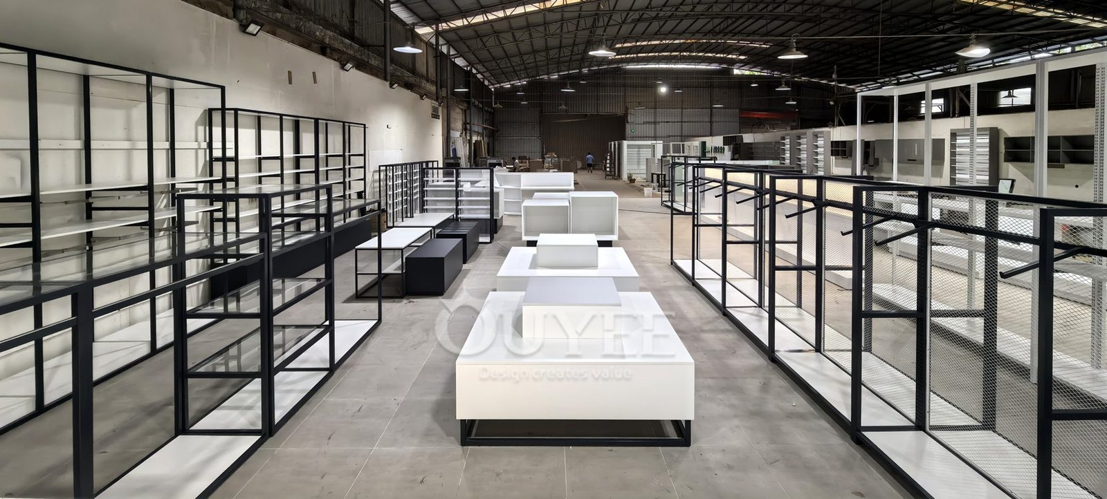 White Open Frame Retail Aisle Display Rack 05