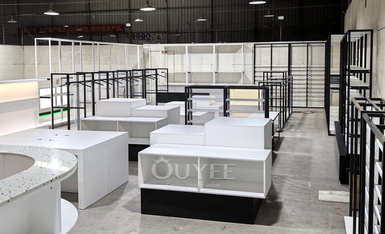 White Open Frame Retail Aisle Display Rack 06