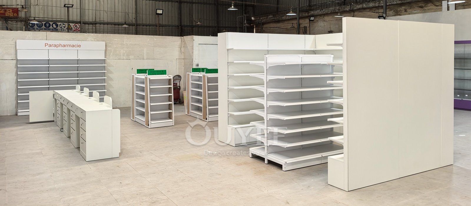 White Pharmacy Gondola Display Rack System 01